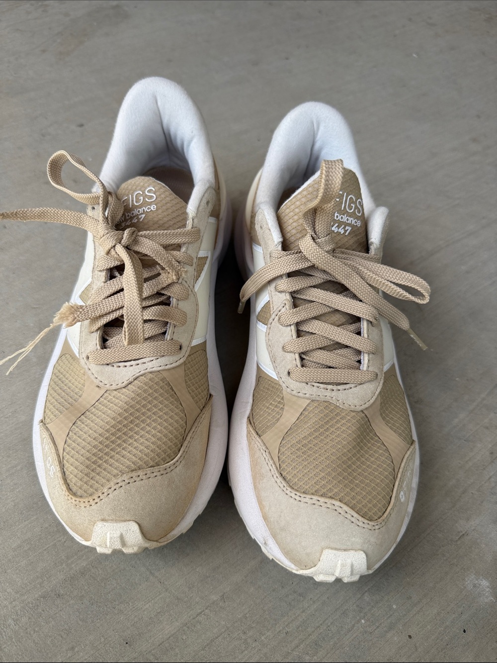 Figs x New Balance 3447 Sneakers in Beige and White